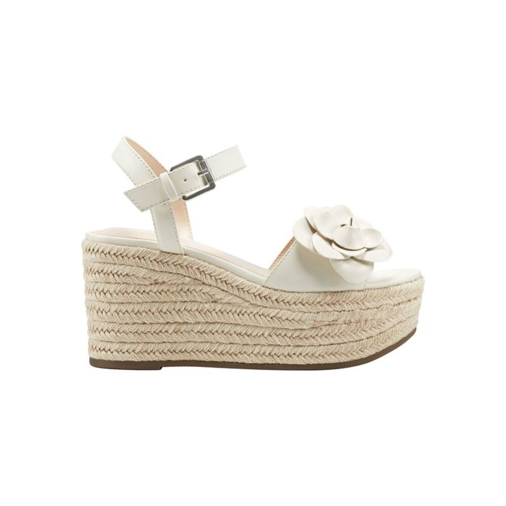 MARC FISHER Womens Ivory Flower Venom Almond Toe Wedge Espadrille Shoes 8.5 M